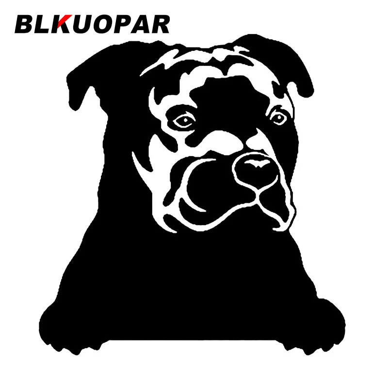 BLKUOPAR Staffordshire Bull Terrier Dog Peeking Car Stickers Fashion Animal Decal Sunscreen Die Cut Laptop Bumper Car Goods