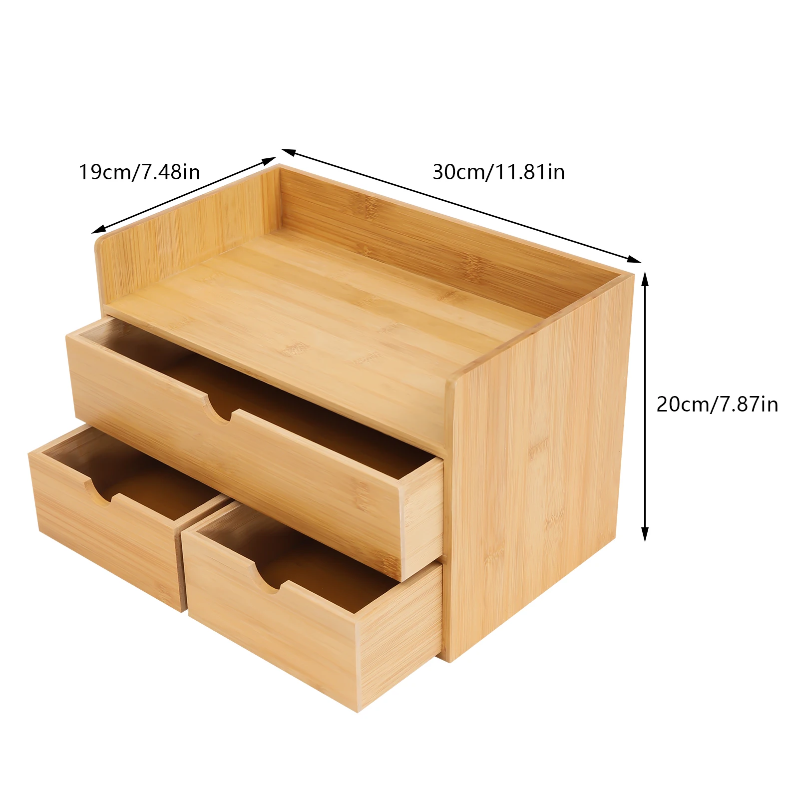 3 Drawer Original Bamboo Desk Organizer Mini Desk Drawer Tabletop Storage Organization Box for Office Home