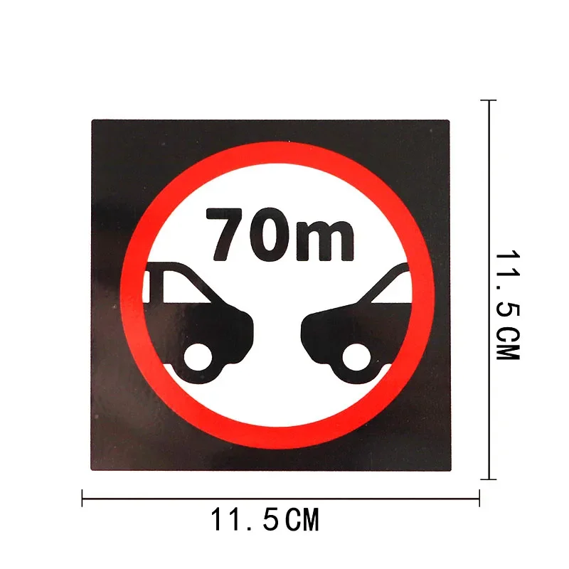 1 Pcs Minimum Distance 70m Flat Decal Traffic and Road  PVC Car Sticker 11.5*11.5CM,KK