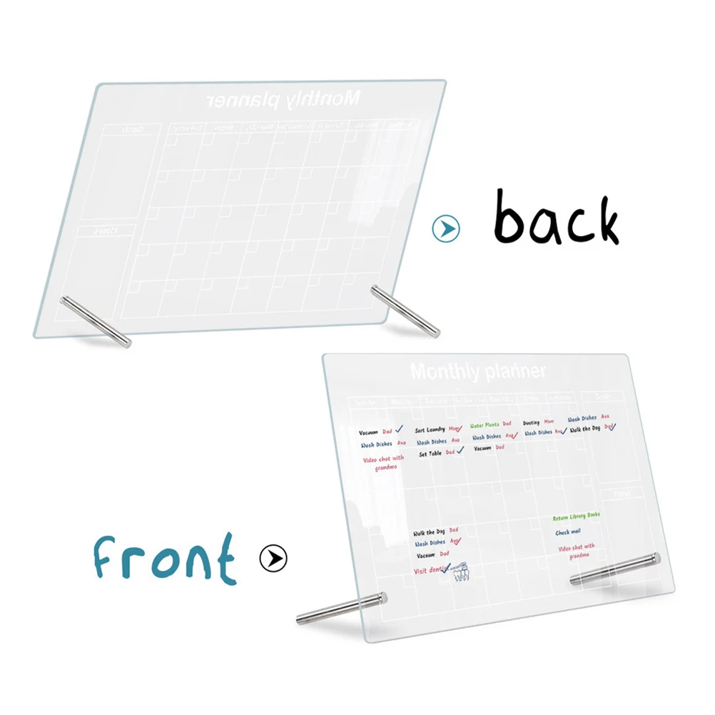 

1 Set Transparent Acrylic Memo Writing With Pen Message Recording For Office Desktop Note Erasable Writing