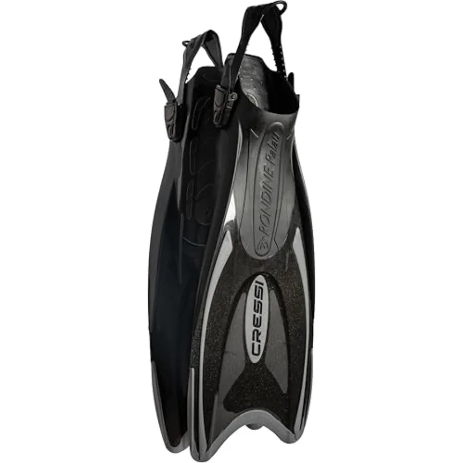 

Snorkeling Adjustable Fins for All Family - Long Blade Versatile Open Heel Flippers - Palau: Made in Italy