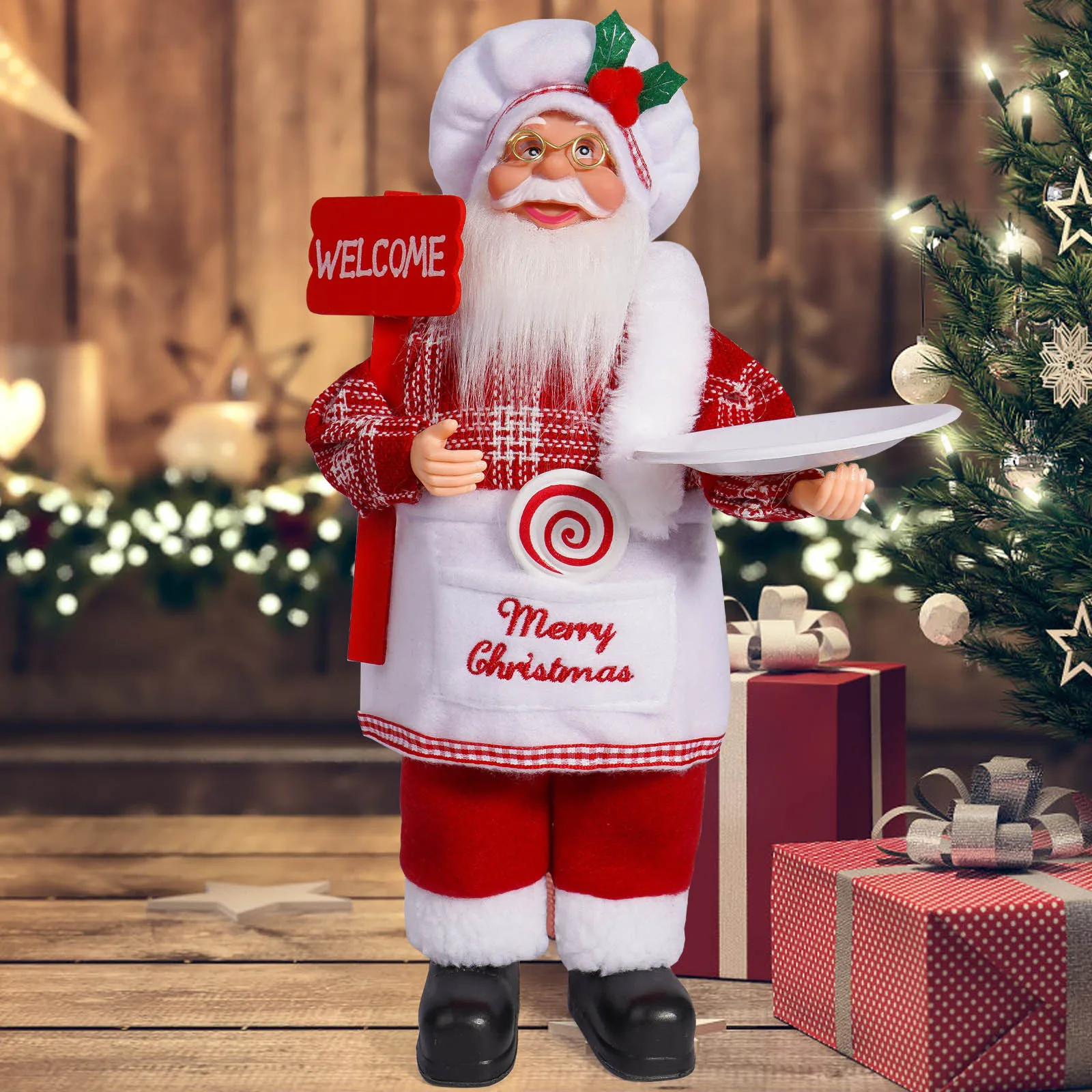 Christmas 12-inch Santa Figure Standing Santa Doll Window Decorations Christmas Decorations Christmas Gifts Birthday Gifts