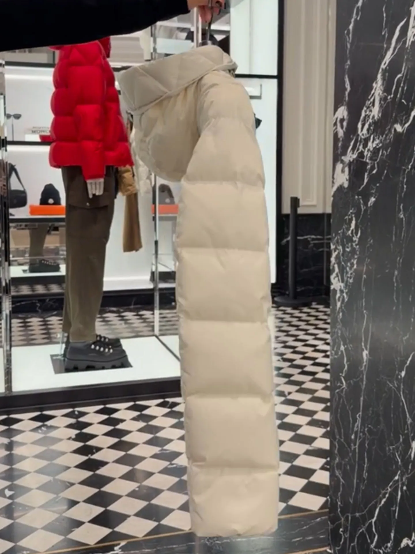 Ele White Puffer Jaet Women's Winter Coat High Waist Hooded Thiened Polyester Fiber Du down Commute Sle Regular Fit