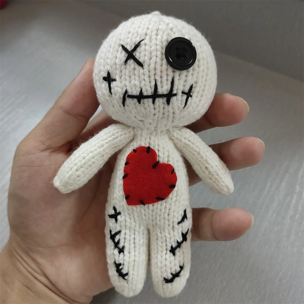 Scary Voodoo Doll Halloween Party Dress Up Prop Ghost Doll Soft Revenge Voodoo Doll Knitting Keychain Witchcraft Trick Accessory