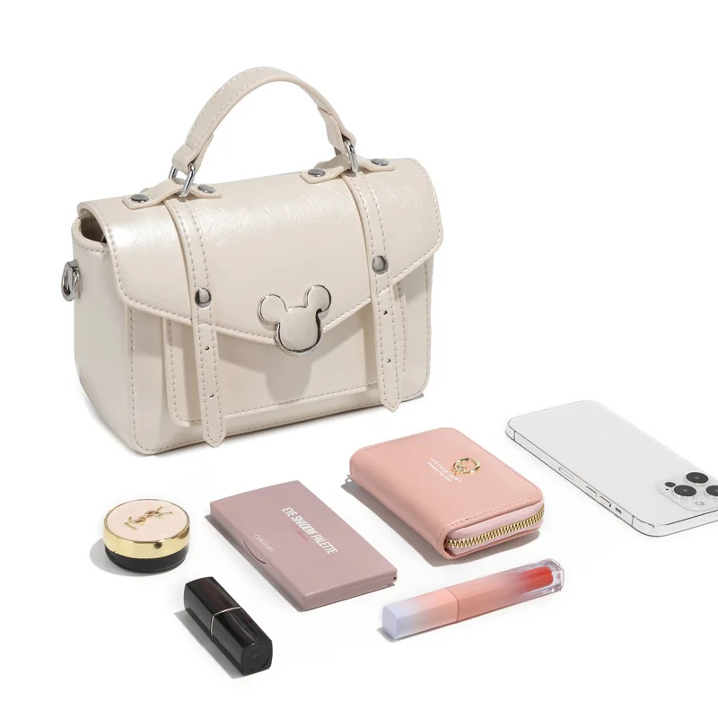 Bolso de moda de Mickey Mouse de Disney para mujer, bolso de lujo versátil, nuevo bolso de un solo hombro para uso diario, accesorio de fiesta