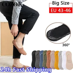 5 Pairs Quality 360 Angle Silicone Non-skid Mens Boat Socks Summer No Show Invisible Male Sock Slippers For Man Big Size 45,46