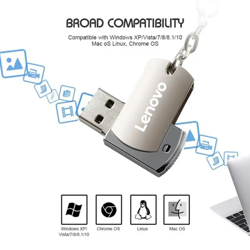 Lenovo USB แฟลชไดรฟ์16TB USB 3.0, ความจุจริง8TB แฟลชไดรฟ์ความเร็วสูง520หน่วยความจำ USB เมกะไบต์/วินาทีสำหรับแล็ปท็อป