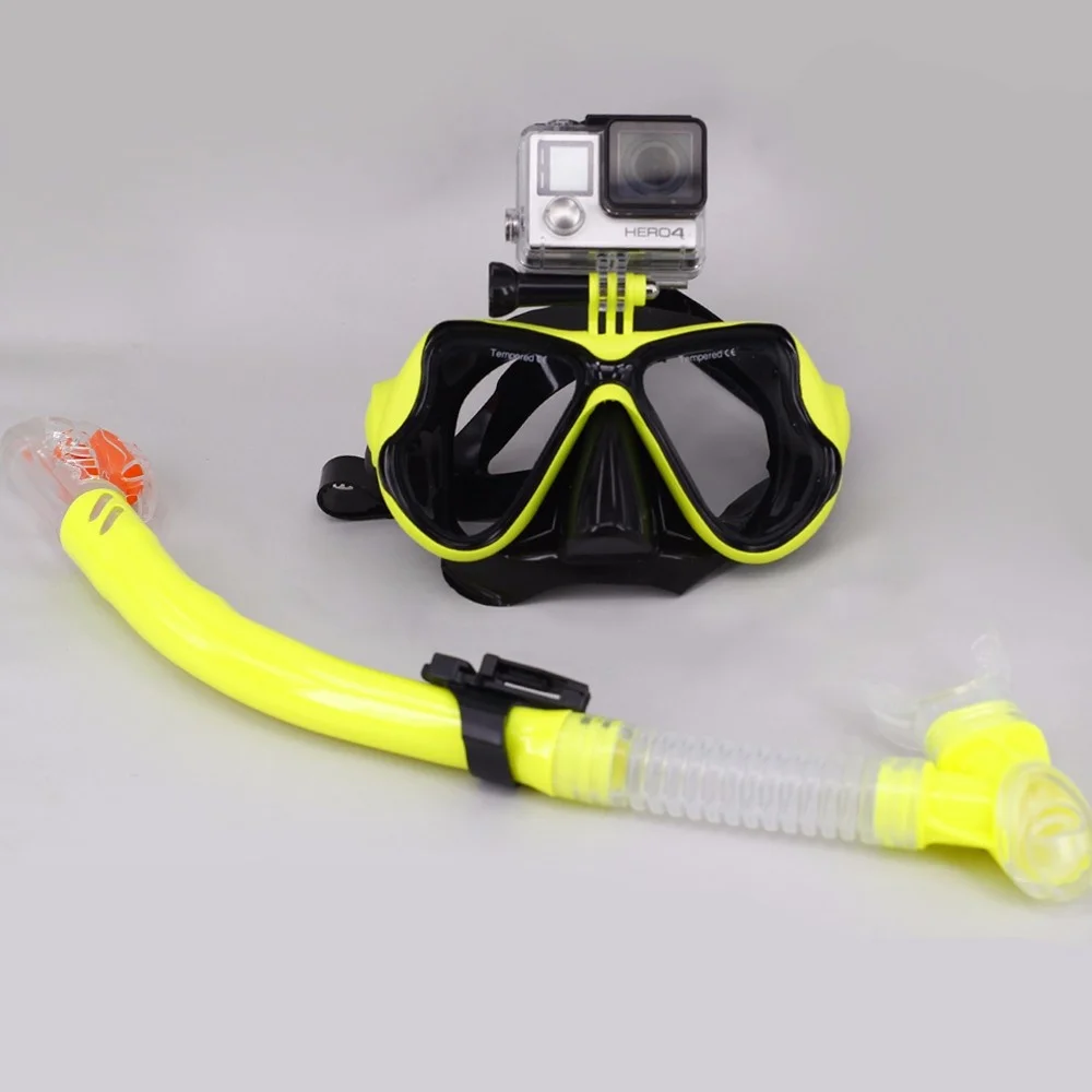 Professional Scuba Diving Mask And Snorkel Set Tempered Lens Gopro Camera Diving Mask Dry Top Snorkel Gears Hot Watersport Gears