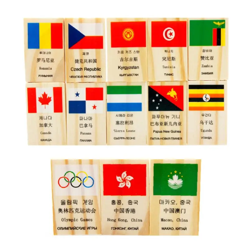 Wooden National Building Blocks Set Geography Early Educational D5QF