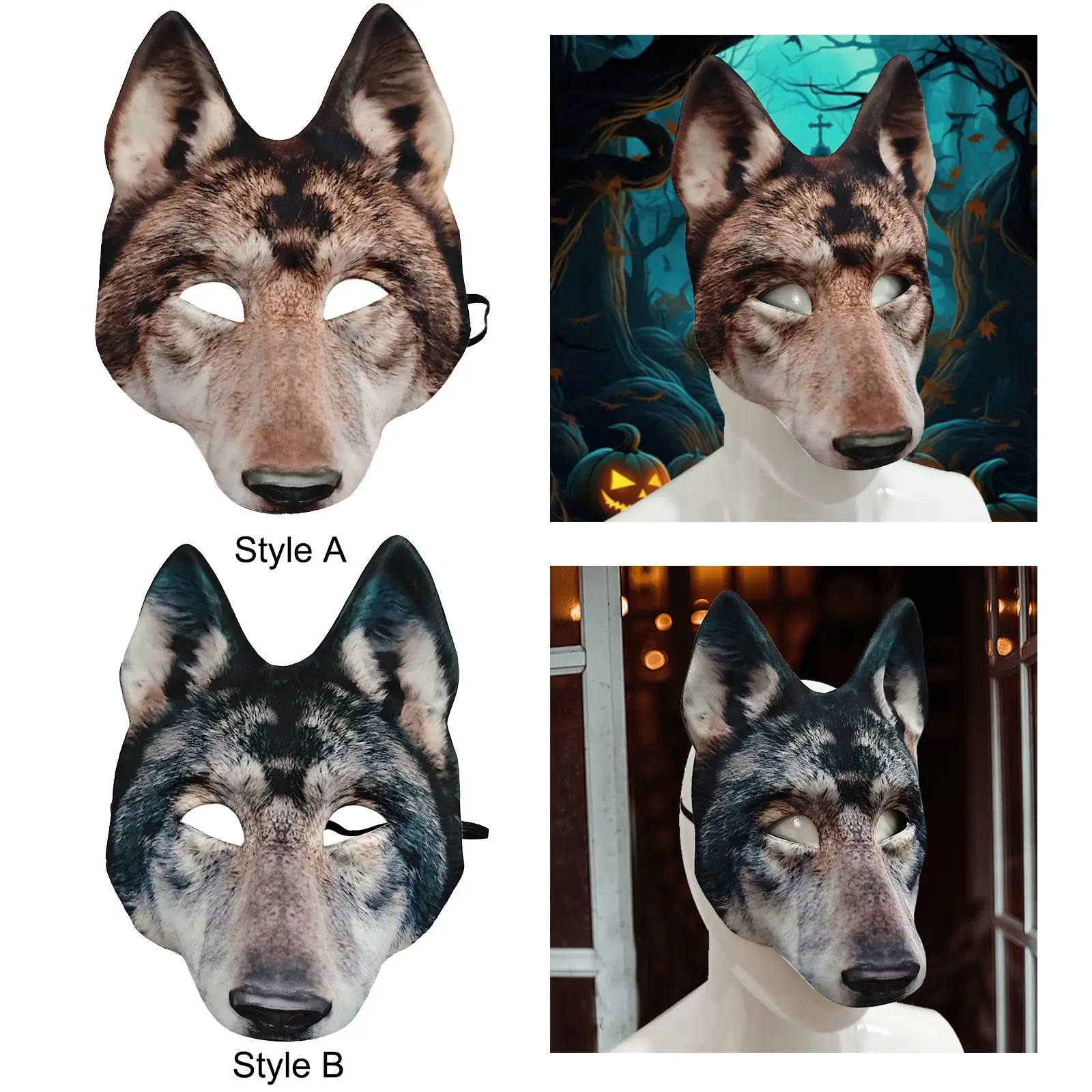 Wolf Head Mask Breathable Practical Novelty Mask for Cosplay Party Carnival image 3