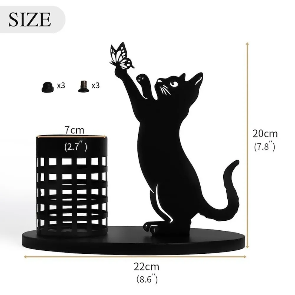 Creative Cute Cat Metal Pen Holder Home Decor Desk Storage Animal Pen Holder Pencil Holder Office
