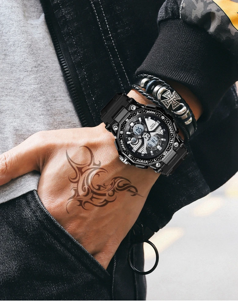 

Многофункциональные мужские спортивные часы на открытом воздухе со светящимся календарем, деловые повседневные кварцевые часы с дисплеем и циферблатом