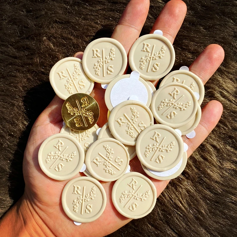 Custom Wedding Wax Seals Monogram Wax Seals Personal Sealing Wax Stickers Stamps With Own Logo Backing Self Adhesive Wax Seals