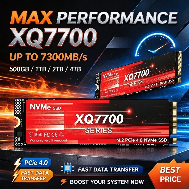 New XQ7700 M.2 NVMe PCIe4.0 SSD 500GB-4TB, up to 7300MB/s Read, Solid State Hard Disk Drive for Desktop Computers Fast NVMe SSD.