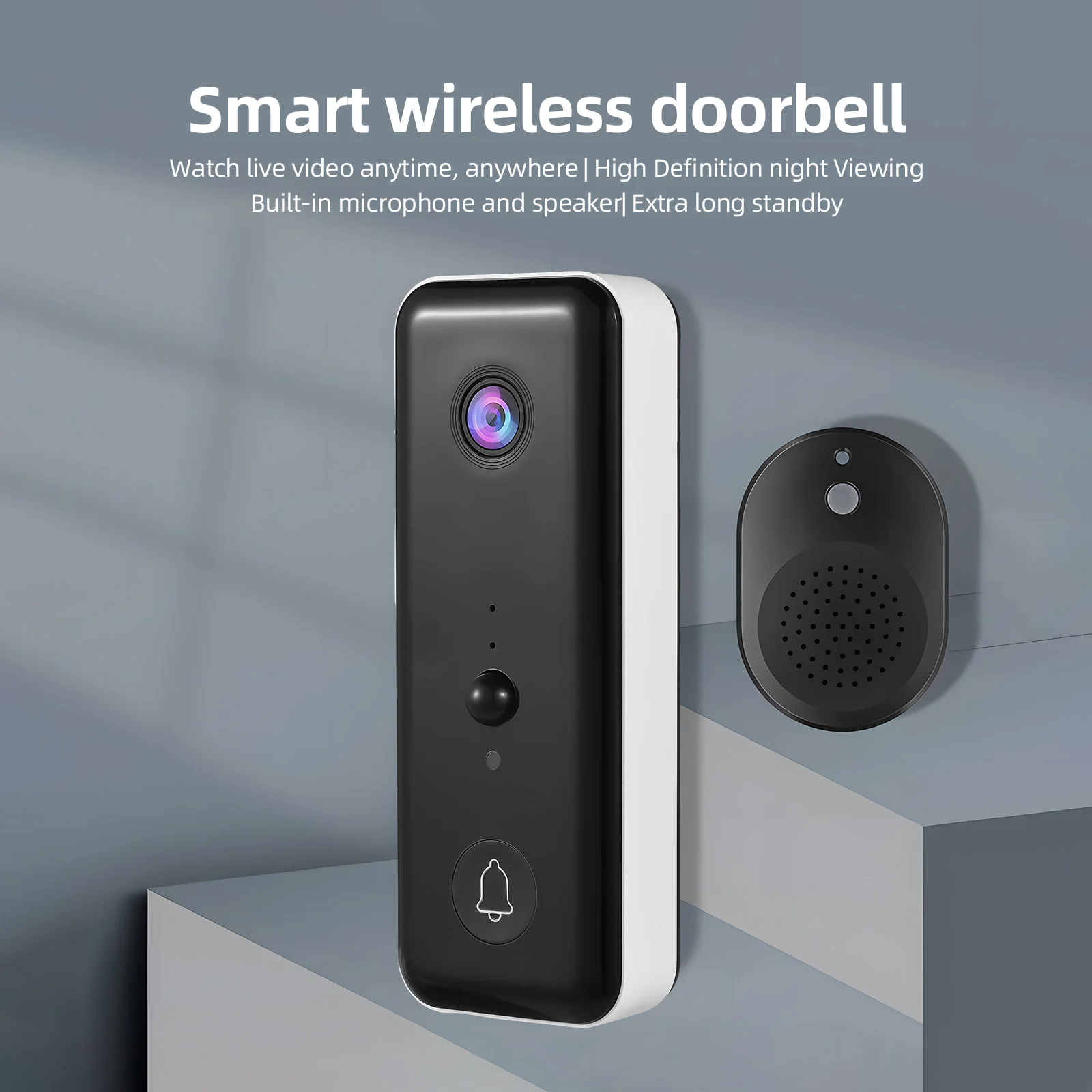 Video Doorbell Camera Wireless with Chime Ringer Battery Powered Smart AI PIR Human Detection IP65 Waterproof 2.4G WiFi 2-Way