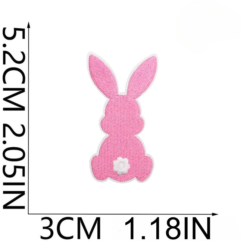 Easter Colorful Rabbit Bunny Iron-on Embroidered Badge Patch for DIY T-shirt Backpack Clothing Appliques Sticker Mini Size