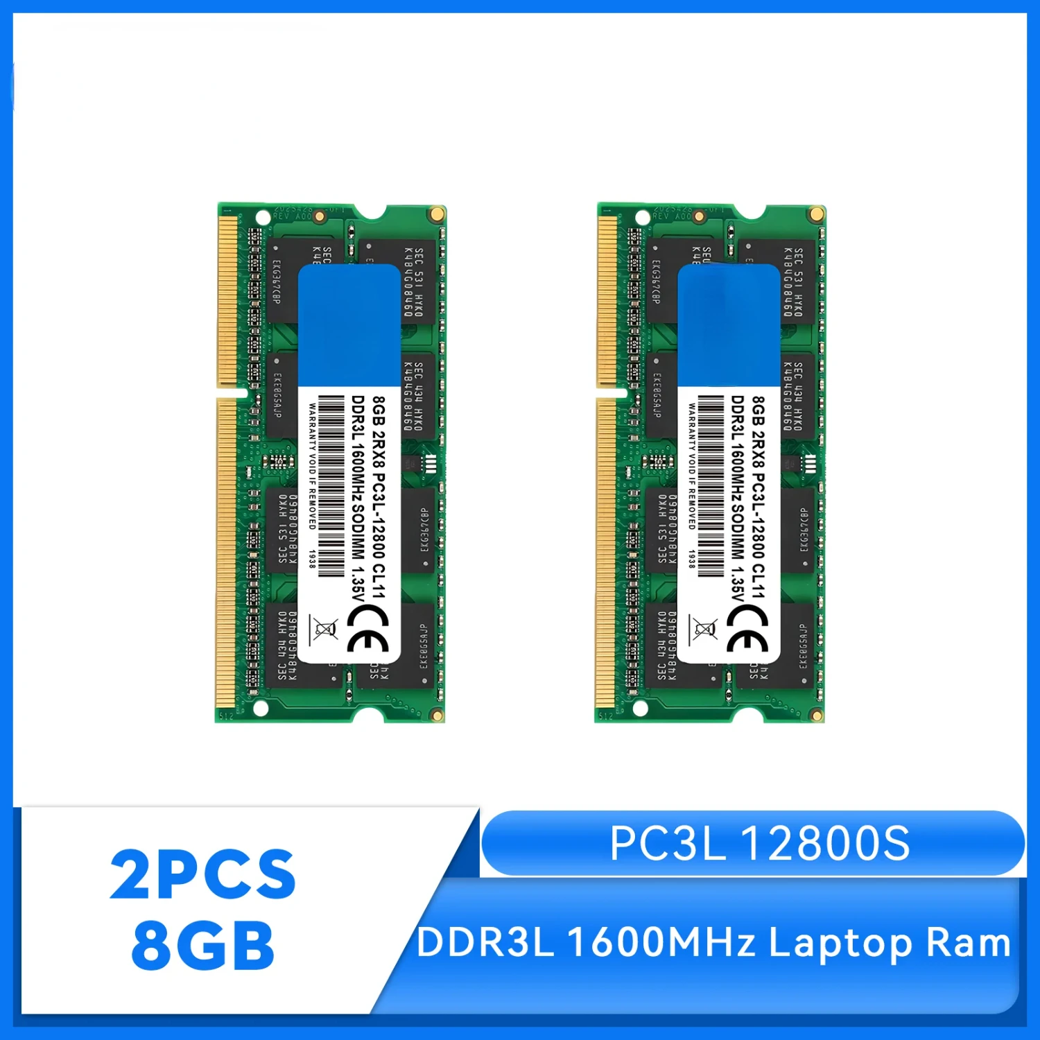 2X8GB DDR3L 1600MHz SODIMM Laptop Memory RAM DDR3 8GB 1600MHz  SODIMM 1.35V PC3L-12800S  Non-ECC - Green