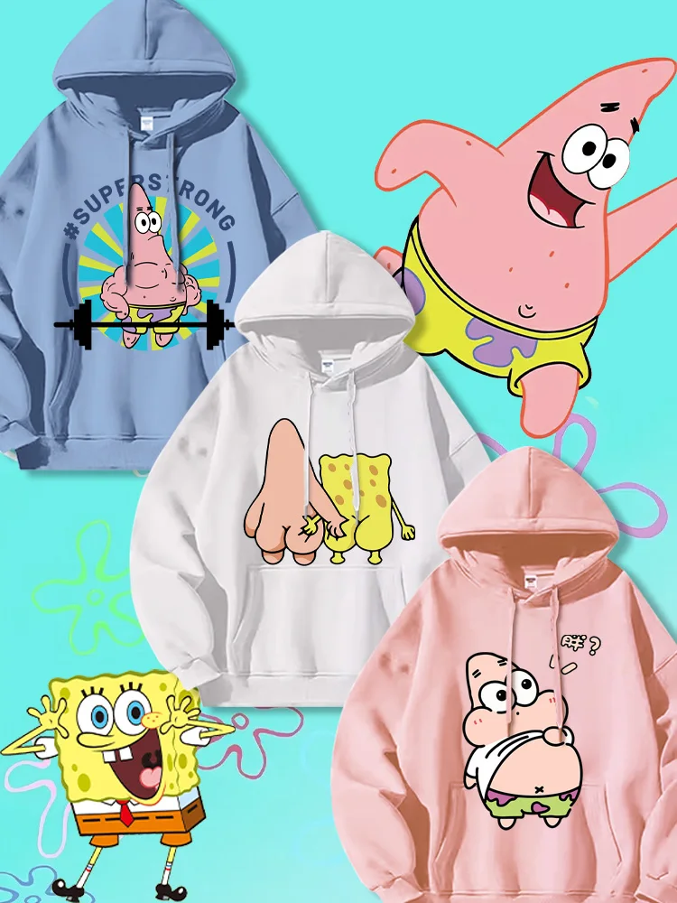 

2025 New Autumn SpongeBob SquarePants Printed Hoodies for Men and Women Couples Hoodies Pai Da Xing Couple Clothes Top