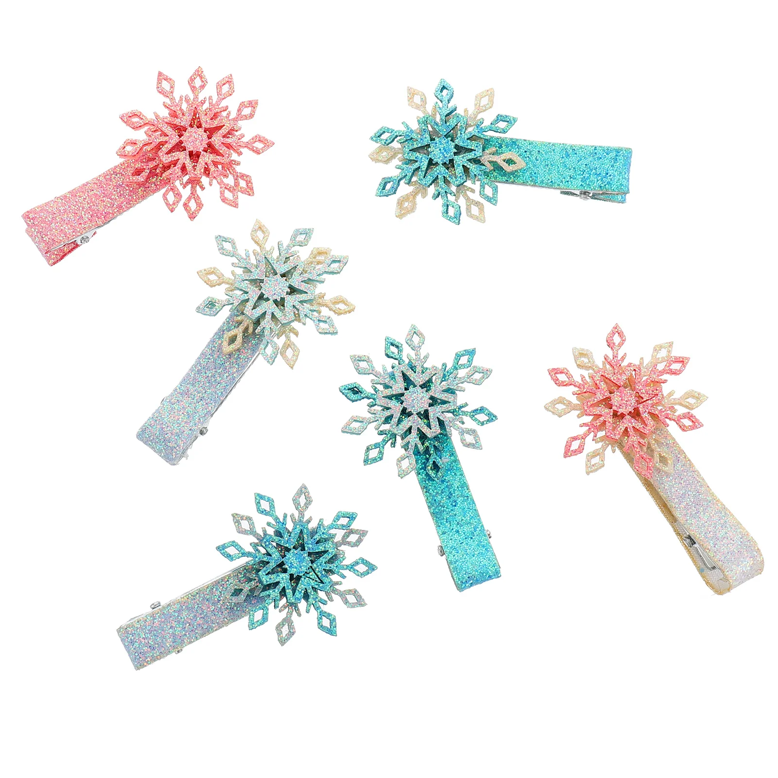 

6 Pcs Snowflake Hairpin Girl Clip Para Bow Clips Baby Barrettes Toddler Hairpins Accessories Tie