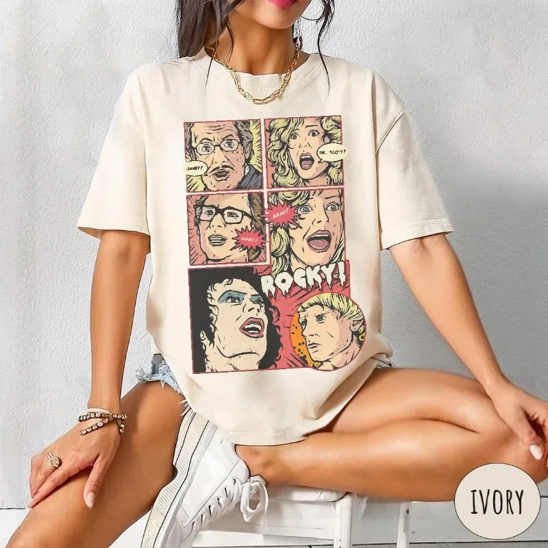 Rocky Horror Picture Show T-Shirt, Frank N Furter Graphic Summer unisex Loose and Breathable cotton T-shirt view 3