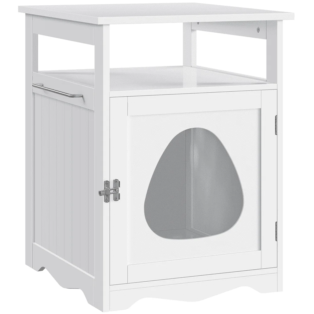 

Cat Litter Box Enclosure with Open Shelf,White