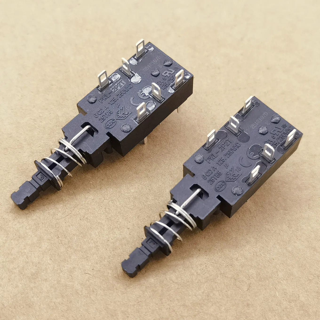 Original new 100% high current power switch self-locking straight button switch PWL-2P2T 6pin board
