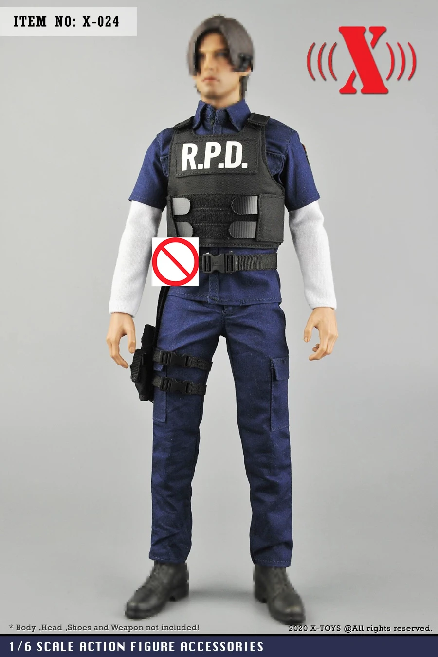 1/6サイズフィギュア用男性用パトロール警察服スーツコスチュームX-024 X-TOYS X-024 1/6 Male Soldier RPD Patrol Clothing Top Trouser Vest