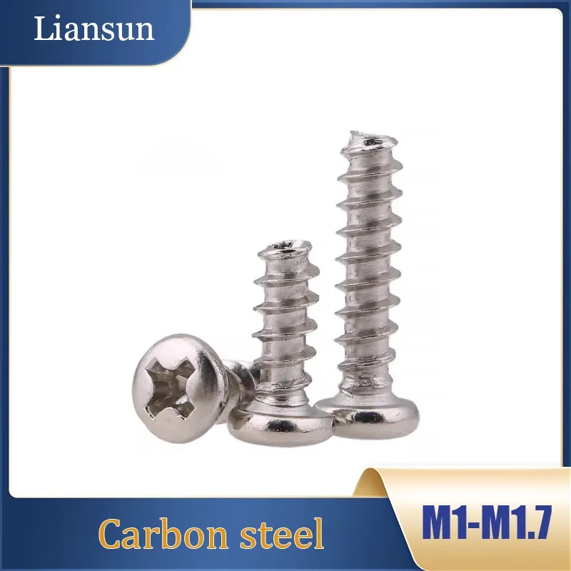 مسامير متقاطعة برأس مستدير وذيل مسطح ذاتية التنصت M1 M1.2M1.4 M1.6M1.7 مسامير متقاطعة للهاتف المحمول والكمبيوتر ذاتية التنصت #1