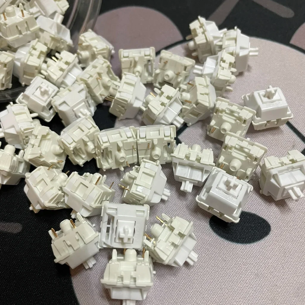 Feker White Marble Linear Switch 5 Pins HIFI 42g DIY Custom Mechanical Keyboard Switches Accessories Lubed Hot Swap 20mm Spring