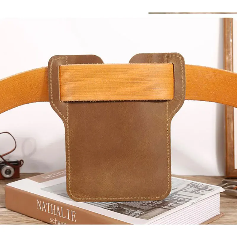 New Crazy Horse Leather Men Vintage Waist Bag Multi-Function Design Small Messenger Bag Outdoor Sports Mobile Phone Waist Pack