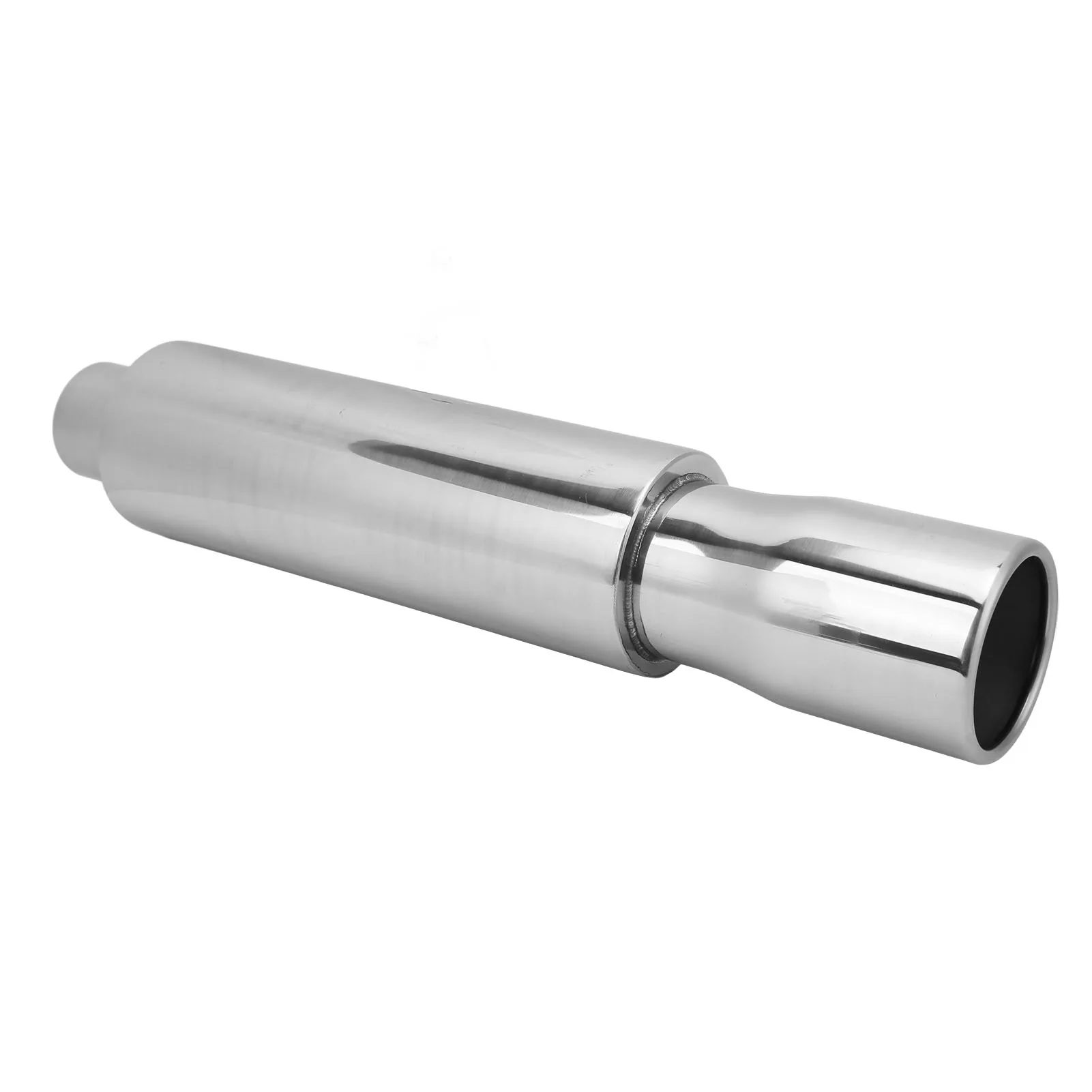 Exhaust Resonator Universal High Hardness Rustproof Round Single Chamber Muffler Straight Through Stainless Steel Strong for Car