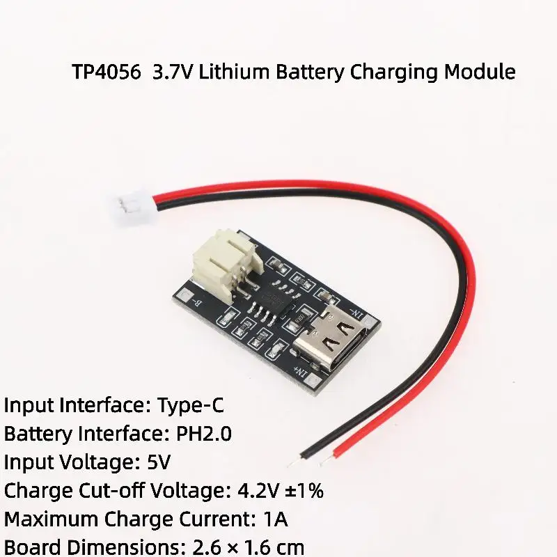 TP4056 3,7V Lithium-Batterie-Lademodul 1A Typ-C-Anschluss PH2.0-Anschluss Überstromschutzplatine – Detail 1