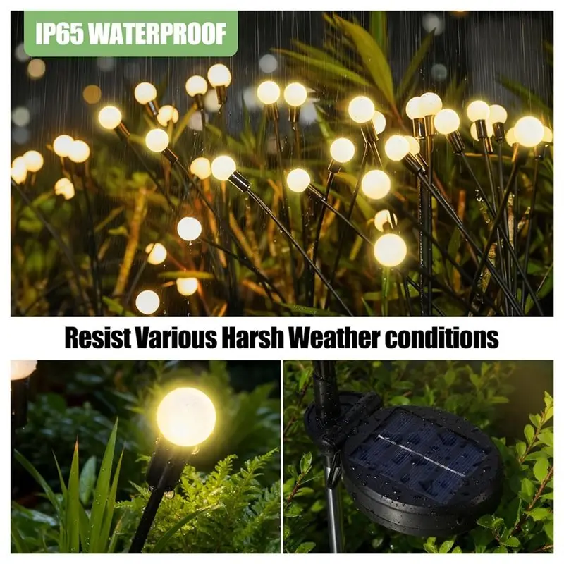 ABSS-4 Pack Solar Garden Lights, Solar Lights Outdoor, Firefly Light For Patio ,Yard Pathway Decoration, Warm White Lights