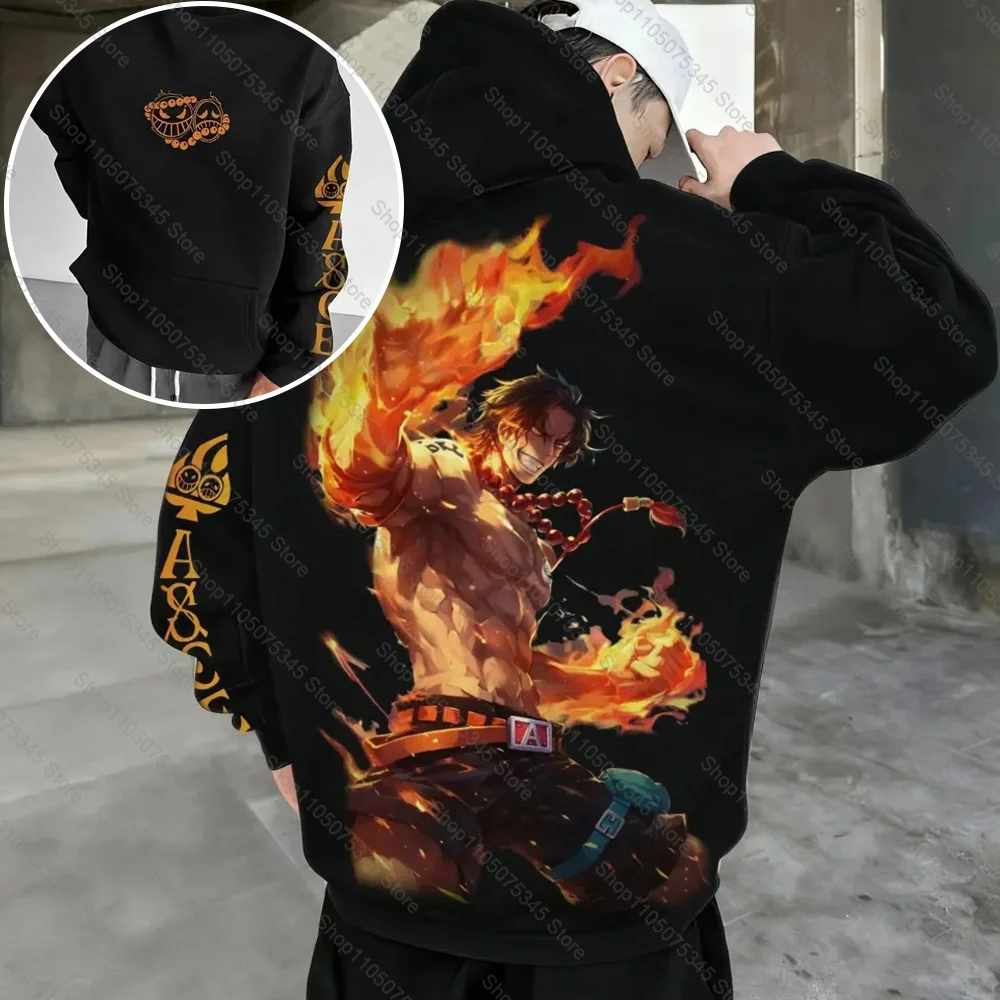 

ONE PIECE аниме периферийный принт толстовка с длинными рукавами американская мужская и женская осенне-зимняя уличная свободная спортивная одежда