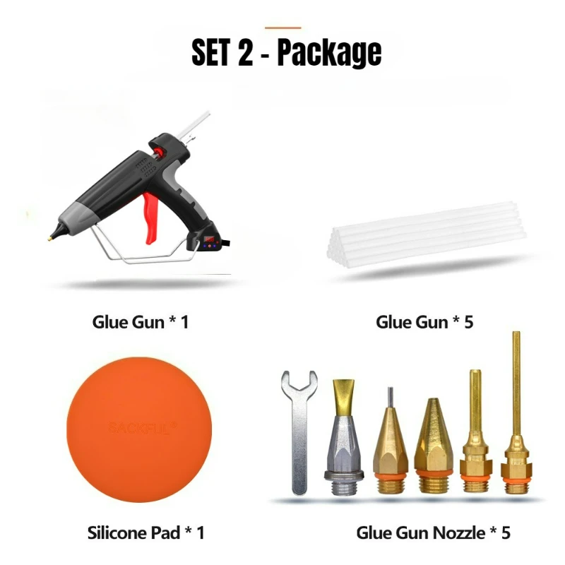 

High Power Glue Gun Set 800W with Temperature Control Adjustable Glue Output 11mm Industrial Hot Silicone Gun Black US/EU Plug