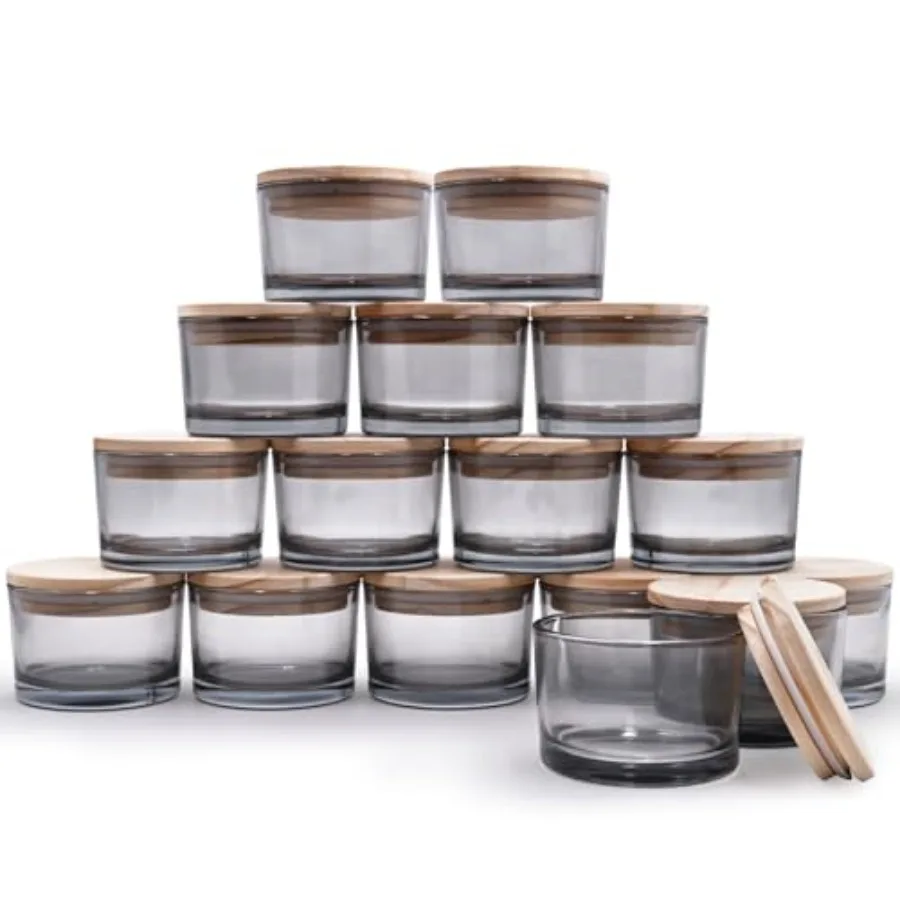

Толстые банки для изготовления свечей, 16 шт., 4 унции, пустые банки с деревянными крышками для изготовления свечей, контейнеры для образцов - можно мыть в посудомоечной машине