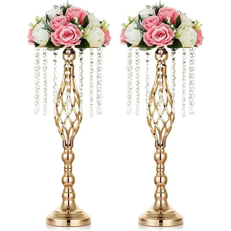 49/53cm Tall Crystal Candle Flower Holder Centerpiece Candle Holder Road Lead Flowers For Wedding Hotel Dining Table Party Decor