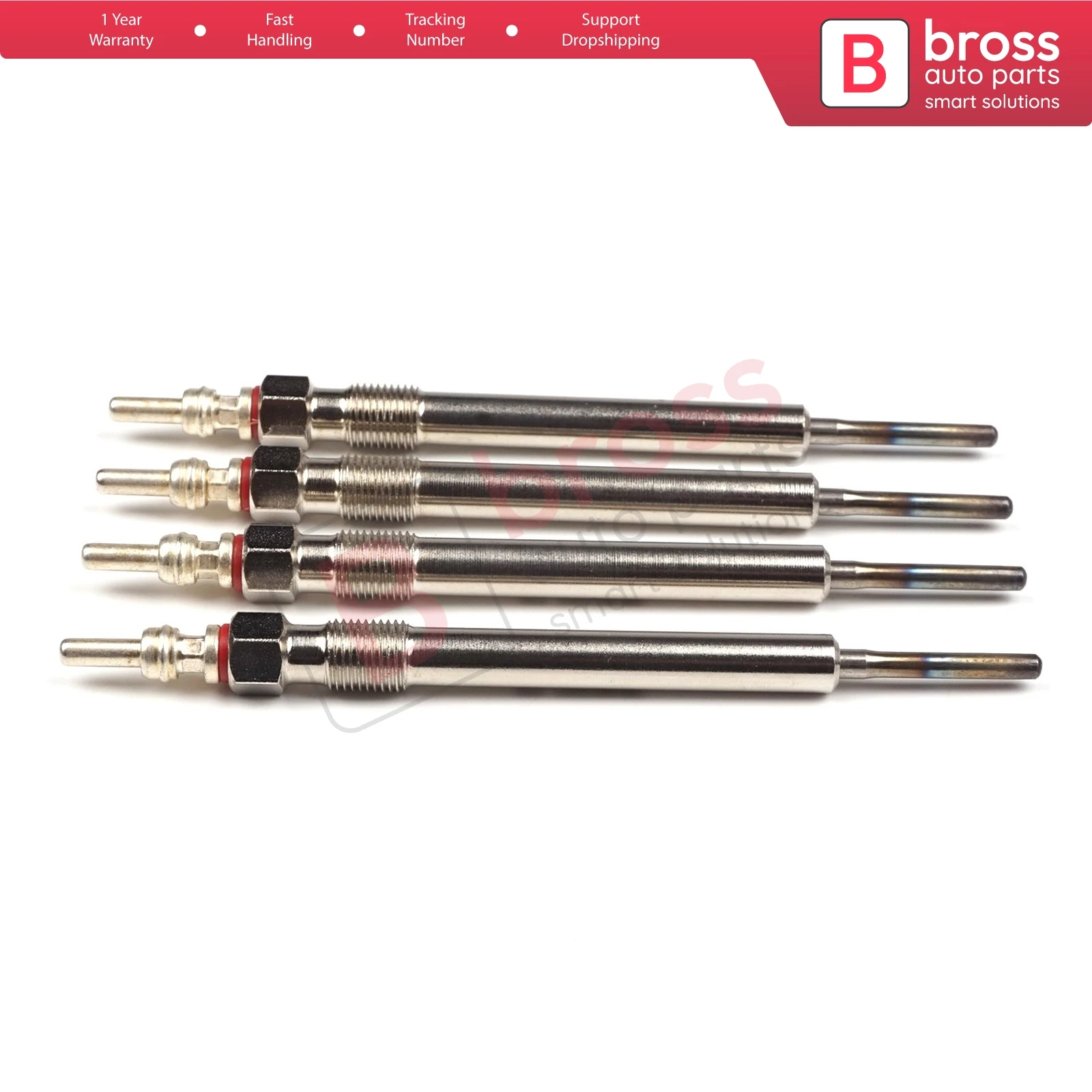 Bross Auto Parts BGP6-1 4 Pcs Heater Glow Plugs  GX2127, 059963319E, GE108 for VW Audi Seat Skoda Fast Shipment Made in Turkey