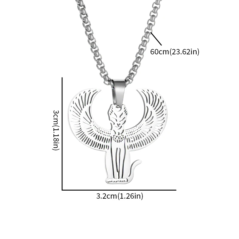 Men\\\'s Stainless Steel Ancient Egyptian Cat Cthulhu Mythos Terminator Pendant Necklace Women\\\'s Fashion Cool Jewelry