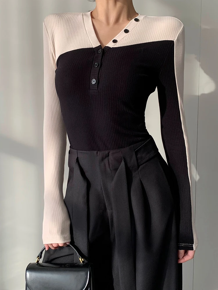 

Limited Time Color Blo V-Ne Knitwear Long Sve Women's Inner Wear Top Vintage Sle Regular Fit Polyester Fiber