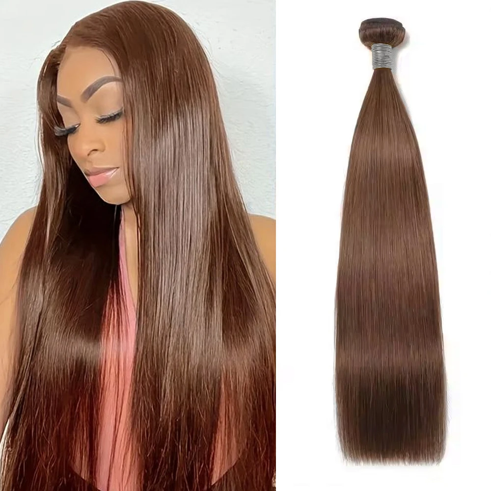 

16A 100% Remy Hair Chocolate Brown Human Hair Bundles Brazilian Hair Weft 1/3/4 Bundles Dark Brown Double Drawn Hair Extensions