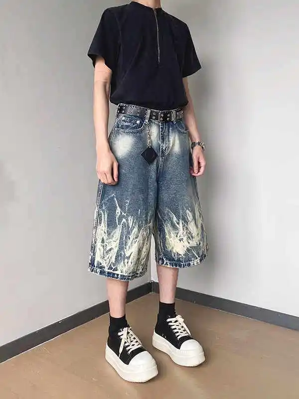 

Women's Vintage Blue Denim Half Body Skirt Zipper Pleated High Waist Casual Fashion Baggy A-Line Jean Short Skirt Ladies Summer