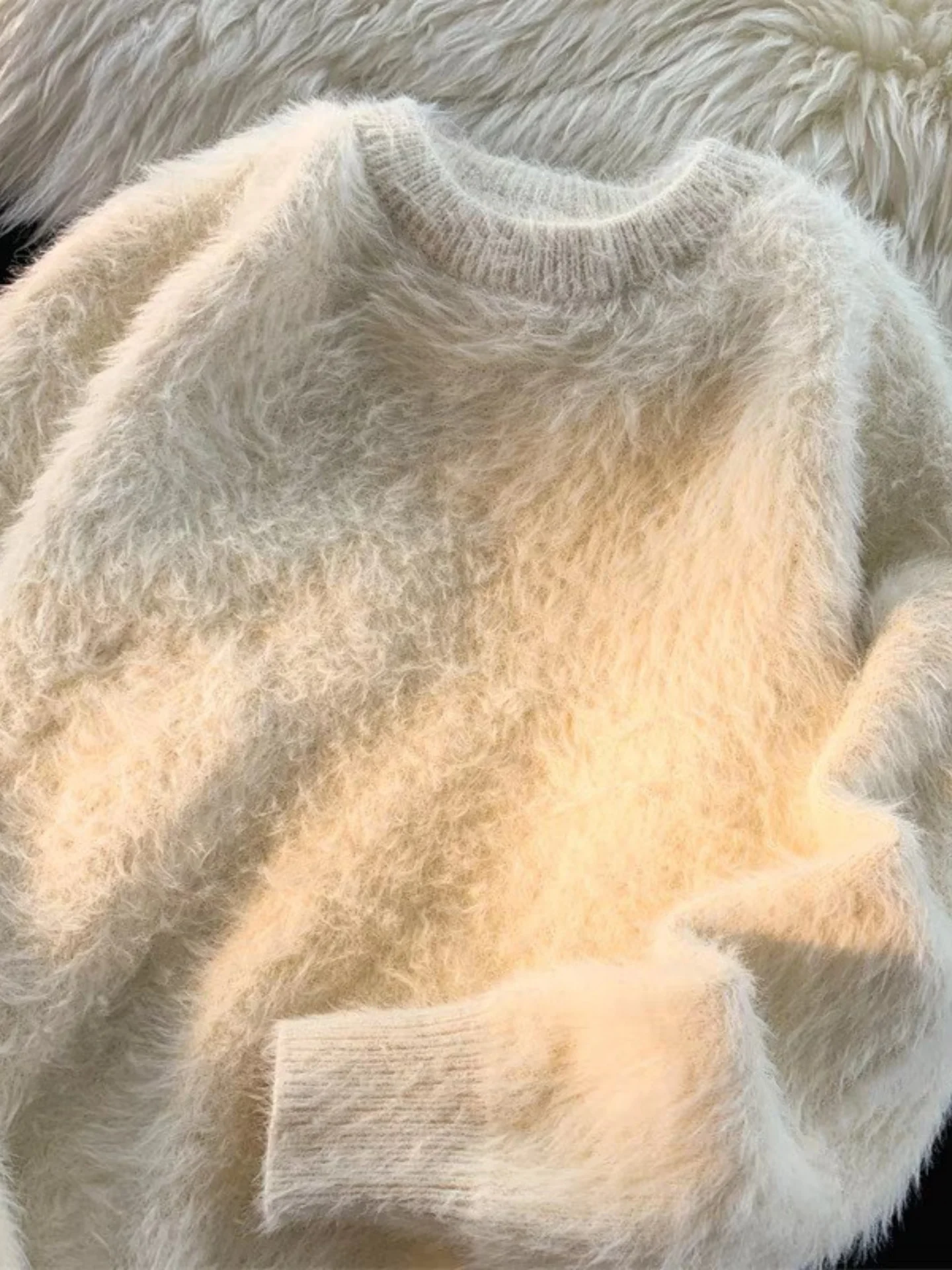 

Thiened Soft Autumn Winter Student Color Lazy Sle Loose Versatile Warm round Ne Knitted Sweater for Men And Women