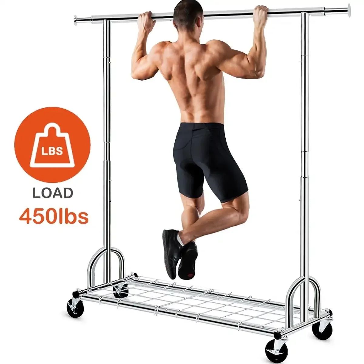 

Heavy Duty Commercial Grade Garment Rack Portable Freestanding Modern Clothes Rack, Silver
