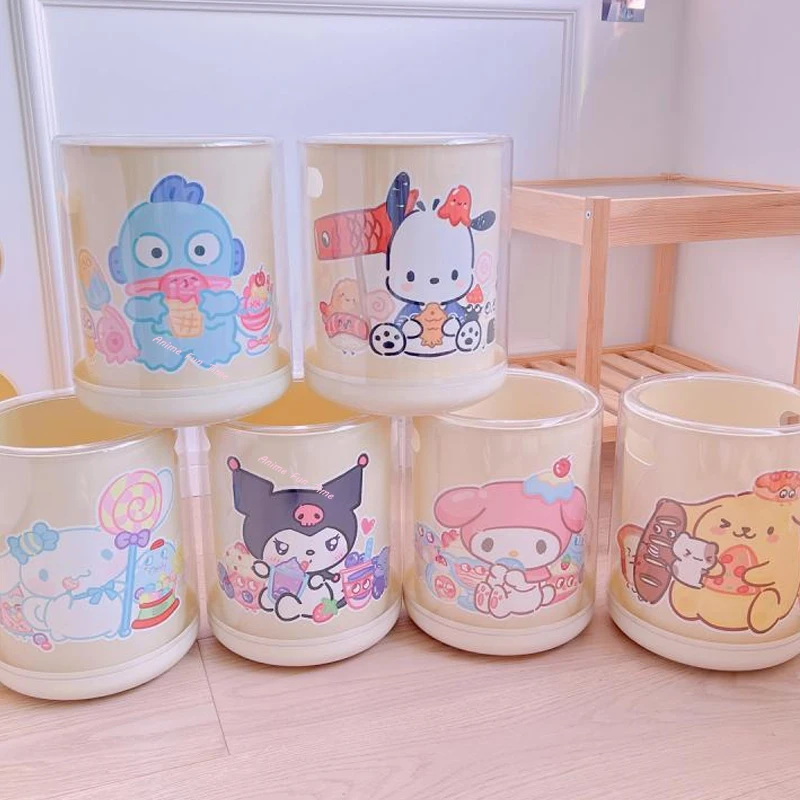 

Kawaii Sanrio Transparent Shell Trash Can Kuromi Cinnamoroll My Melody Hangyodon Pochacco Onpompurin Wastebasket Garbage Can 13L