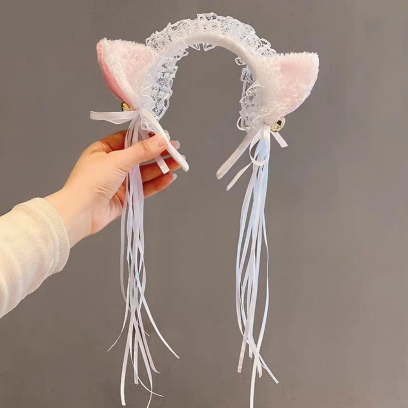 1Set Halloween Cosplay Kattenoor Hoofdband En Choker/Kanten Manchetten/Staart Cosplay Mooie Kostuum Feestaccessoires Voor Volwassenen