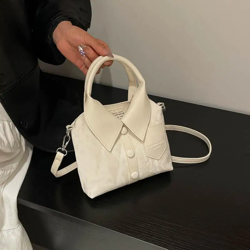 

High Quality PU Portable Shirt-style Women's Shoulder Bag Fashion Versatile Crossbody Bag Zipper-Closure Tote Commuter Gift Bag