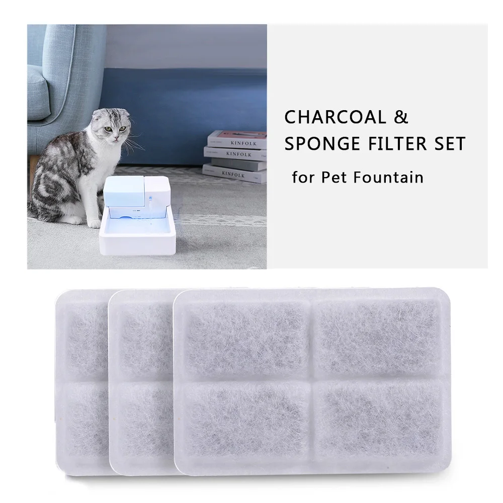 3PCS/4PCS Charcoal Water Filter and Sponge Filter set for Pet Fountain Dogs Cats Water Dispenser Pet Accessories