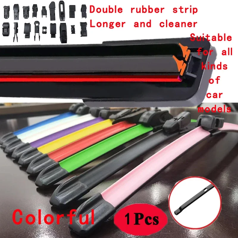 

Colorful BAYONET ARM Car Windshield Wiper blades Universal Soft Double layer Rubber Frameless Bracketless 16" 19" 20" 22" 24"26"