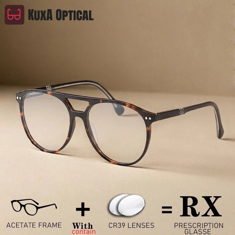

KUXA Men Leisure Acetate Eyewear Prescription Glasses With Recipe Lenses Myopia Power Optical Progressive Eyeglasses UV Ocular